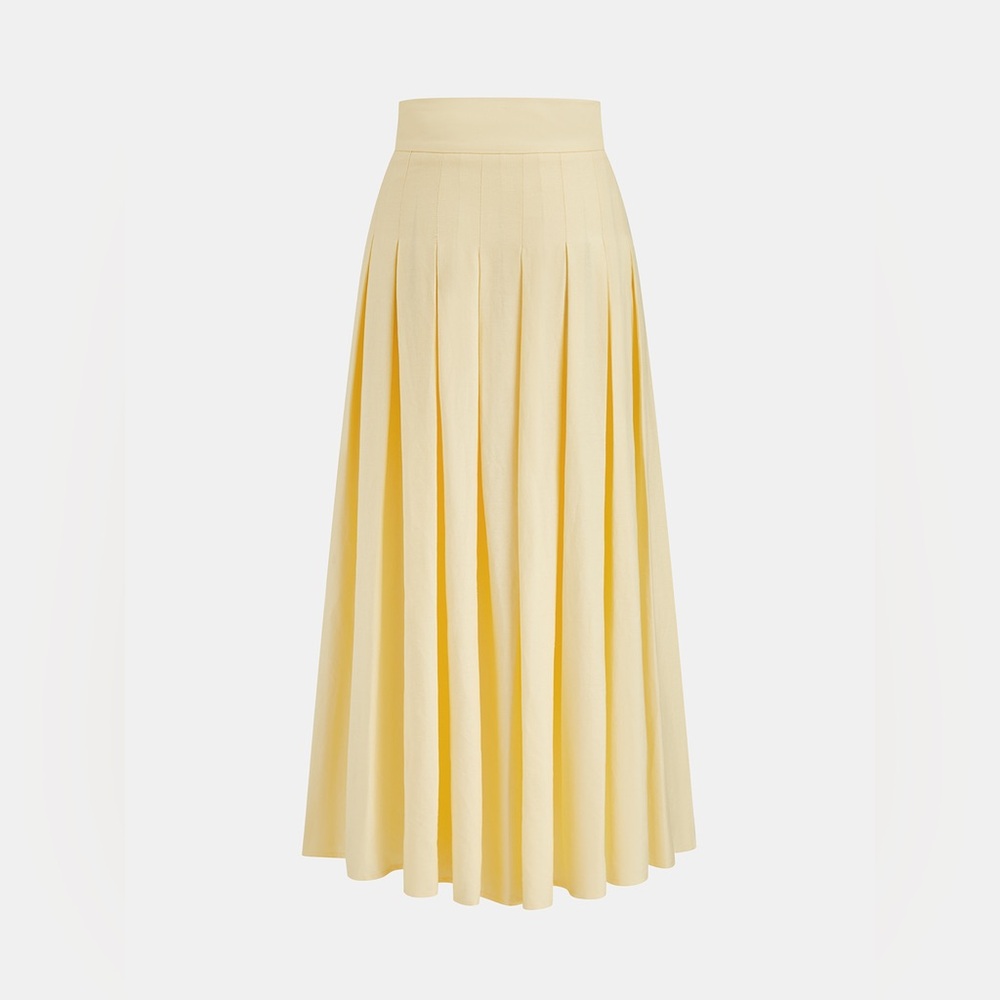 Cream Yellow Pleated Maxi Skirt - Women - Picture 4 of 4